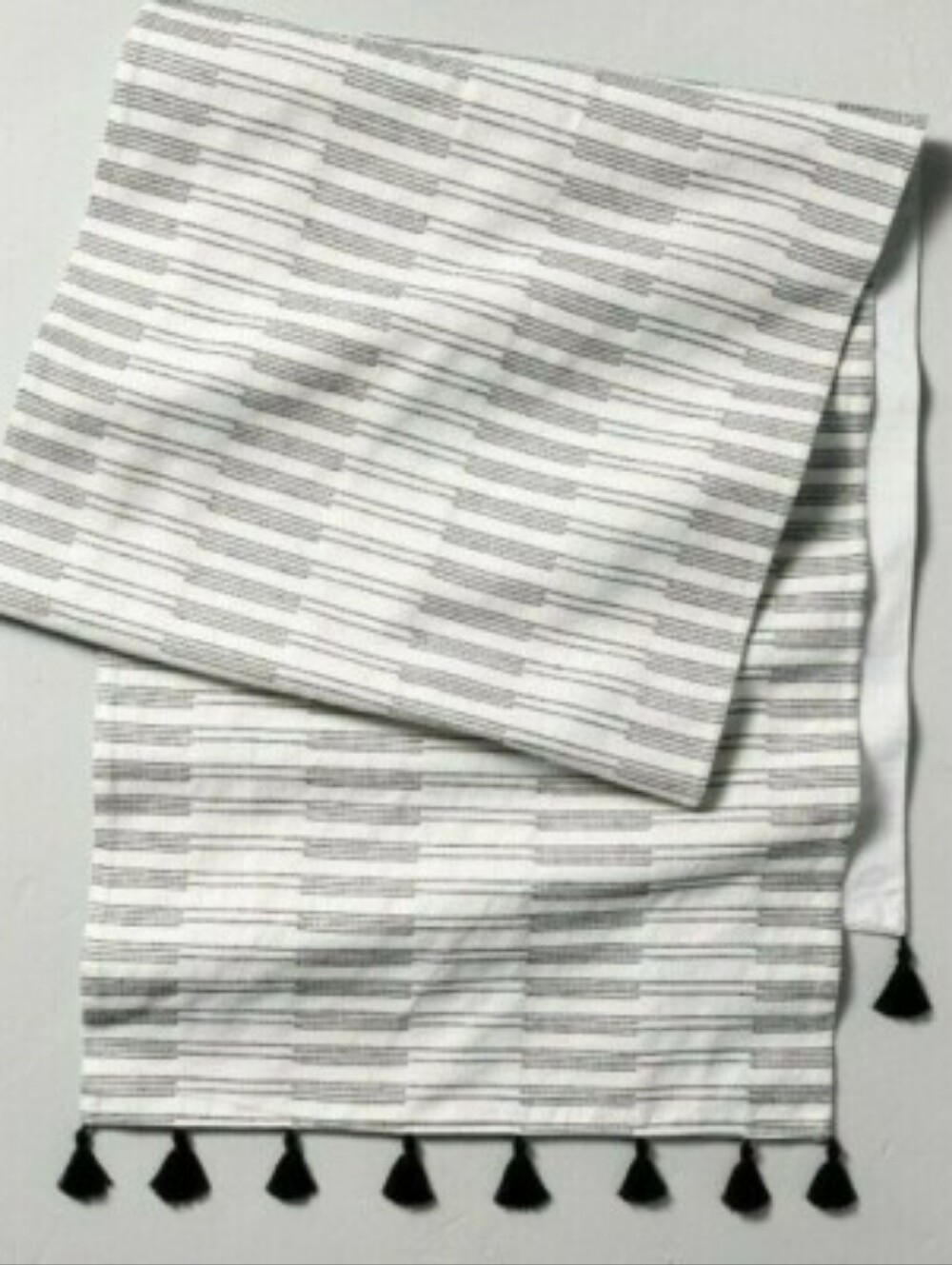 Hearth & Hand Black/White Tassle Table Runner